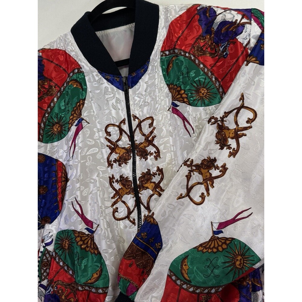 Vintage Rainbow Collection Women's Bomber Shoulder Pads Balloon Cherub Jacket XL